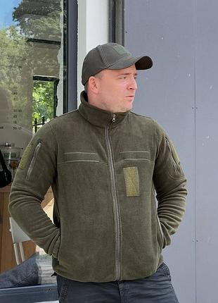 Флисовая кофта цвета хаки для военных, флиска с липучками