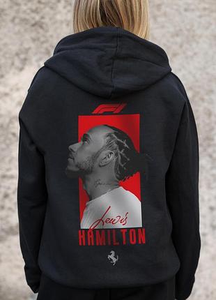 Женское утепленное зип худи на флисе зипер с принтом hamilton without kane black