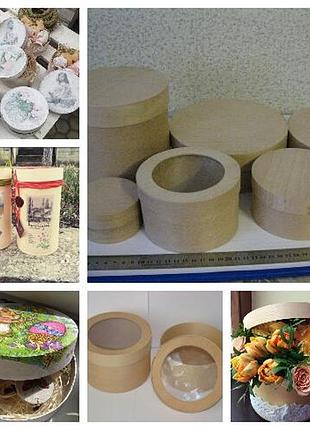 Шляпна коробка шпоновий круглий тубус упаковка еко