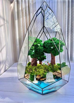 Флорариум со стабилизированным мхом дубовая роща 45х28 см