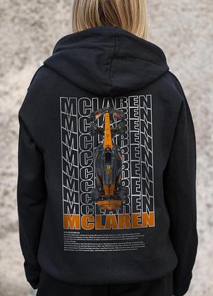 Женское утепленное зип худи на флисе зипер с принтом mclaren without kane black