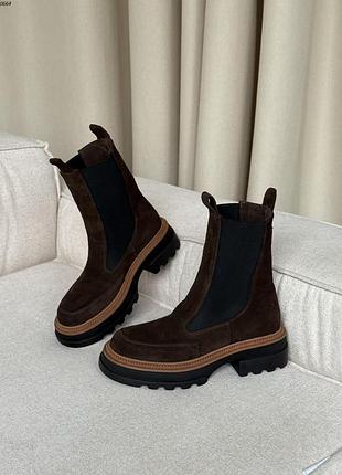 Натуральная замша, шикарные женские высокие деми челси