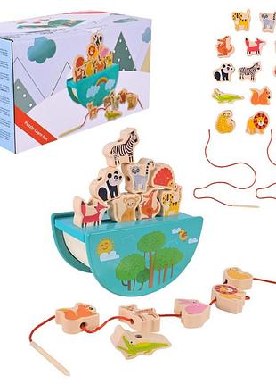 Деревянная игрушка балансир-шнуровка 2 в 1 c9406