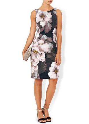 Нова жіноча чорна сукня-футляр до коліна у квітковий принт, розмір 14 (m/l)