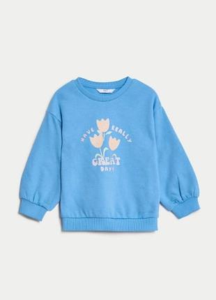 Свитшот на флисе в принт с цветками