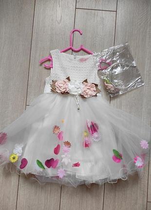 Нарядное платье на выпускной, праздничное платьице, на утренник, комплект, набор, обруч