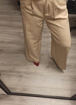 Брюки палацо. костюмка беж, висока посадка