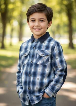 Сорочка в карту від rebel із латками на ліктях