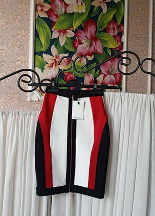 Стильна якісна плотна з утяжкою комбінована юбка на замку mistress rocks los angeles.