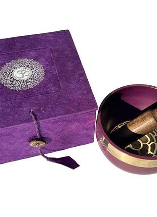 Чаша для медитации чакры сахасрара (коронная) 7.5 см с резонатором в подарочном комплекте.