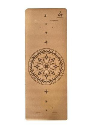 Пробковый спортивный коврик rao garuda mandala, размеры 183x68x0.5 см.