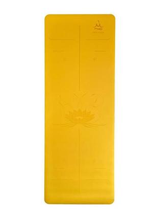 Желтый фитнес-мат rao vimal 183×68×0.5 см