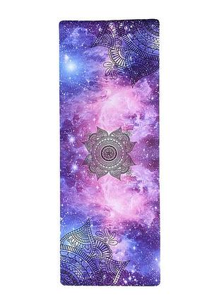 Замшевий килимок для фітнесу rao sitara космічна мандала розміром 181x68x0.3 см.