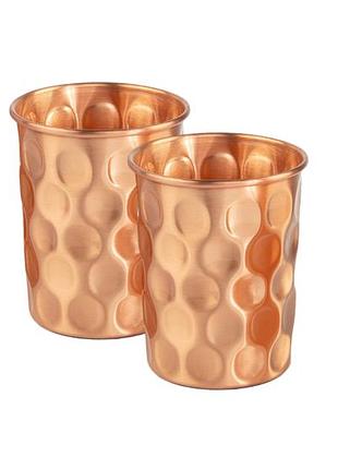 Комплект из 2-х медных стаканов bodhi 250 мл с гравировкой "алмазный орнамент"