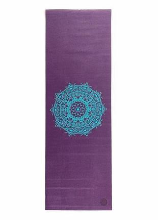 Коврик для фитнеса bodhi leela mandala, цвет баклажан-бирюза, размер 183x60x0.4 см.
