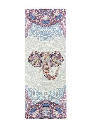 Замшевый фитнес-коврик rao sitara с узором слона 183x68x0.5 см