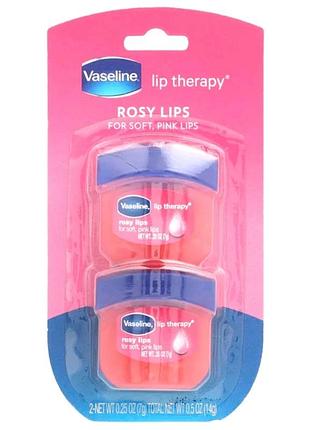 Vaseline lip therapy®, rosy lips, рожевий бальзам для губ, 2 шт. по 7 г (0,25 унції) в упаковці