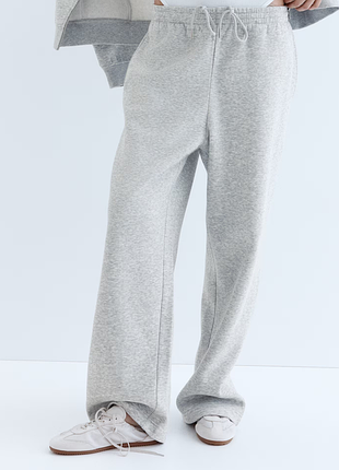 Спортивні штани жіночі h&m,сірі,бавовна,поліестер,широкі,брюки,трьохнитка,фліс,вільні,на зав'язках,на флісі,h & m,на резинці,з зав'язками,прямі