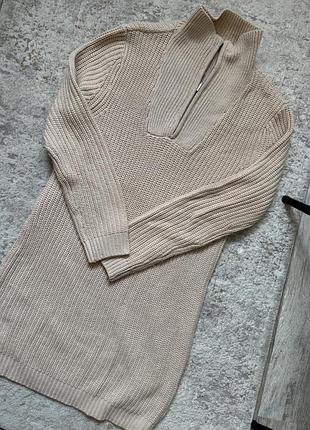 Вʼязана сукня беж,сукня тепла, плаття вʼязане