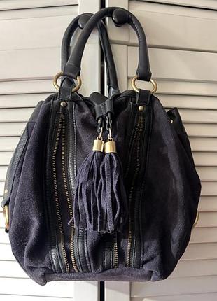 Женская сумка из натуральной кожи и замши