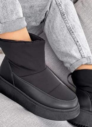 Распродажа, стильные черные дутики, ботинки, теплая универсальная модель