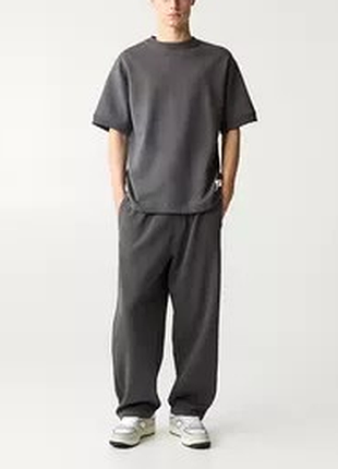 Спортивные штаны мужские pull&bear zara, l,серые,хлопок,полиэстер,широкие,прямые,свободные,брюки,резинке,трехнитка,беги,зара