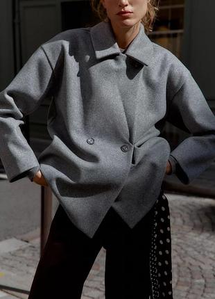 Пальто жіноче сіре мʼяке zara new