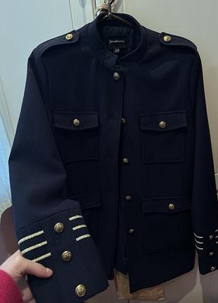 Піджак stradivarius синій з золотими ґудзиками