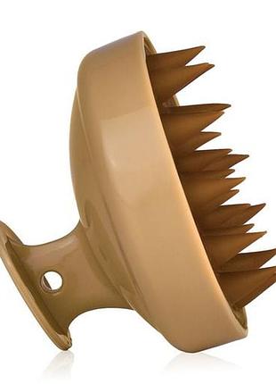 Щітка-масажер для шкіри голови силіконова кругла з ручкою матова