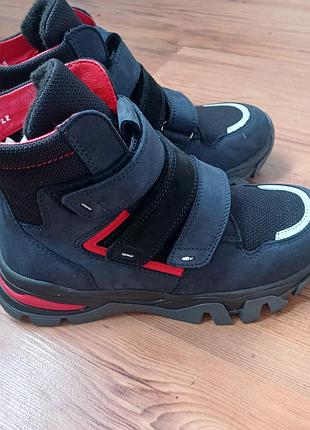 Ботинки утепленные осень-зима замшевые 33/ 22 см липучки