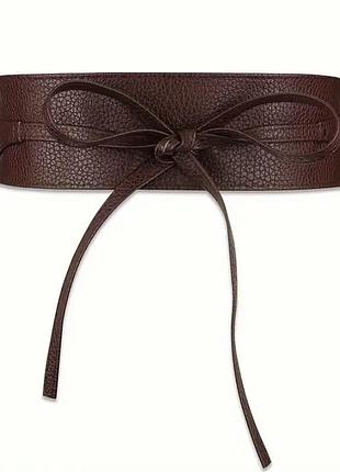 Тренд стильный коричневый широкий женский пасок ремень на пальто платье талию экокожа