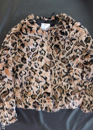 Леопардова шуба бомбер bershka xs