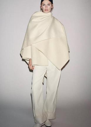 Пальто накидка жіноча бежева zara new