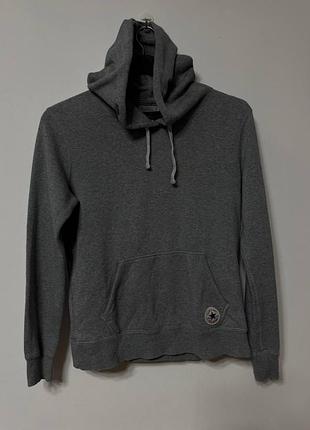 Худи кофта с капюшоном женская серые converse all star, размер s - m.