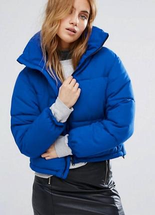 Синя тепла куртка-пуфер від new look, р.18