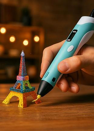 3d ручка smart 3d pen 2 c lcd дисплеєм, цікава ручка 3д для дітей, оригінальна. колір: блакитний