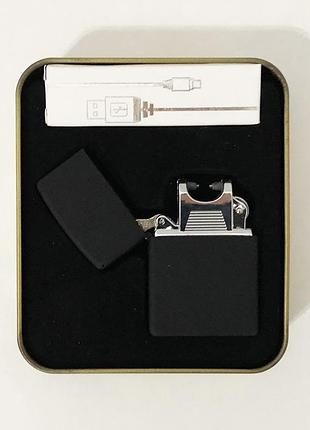 Запальничка імпульсна nb usb-215, запальничка акумуляторна подарункова, usb запальничка. колір: чорний