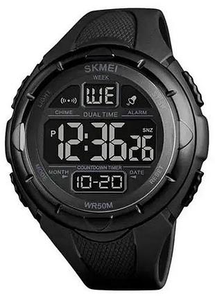 Годинник наручний чоловічий skmei 1656bk black, водостійкий тактичний годинник. колір: чорний
