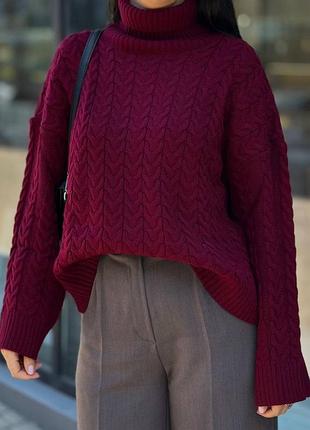 Вязаный свитер с высоким воротником 3028