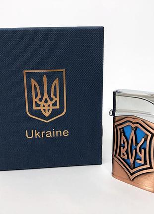 Зажигалка газовая зсу подарочная коробка, острое пламя hl-4112-4, зажигалка с турбонаддувом. цвет: бронза