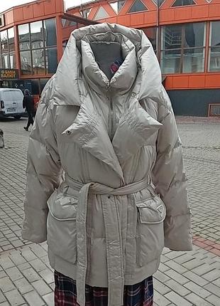 Куртка пуховик пух италия жемчужный перламутр