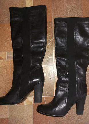 Сапоги сапожки еврозима холодная осень кожаные на каблуке обувь женская еленка
