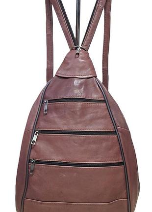 Сумка рюкзак кожаный коричневый каштан (туречна)