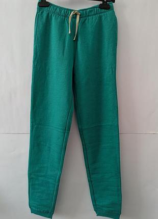 Спортивные штаны для девочки kiabii, 12,144,152, зеленые, хлопок, флис, на флисе, флисовые, трехнитка, джоггеры, брюки, манжет, кяби.