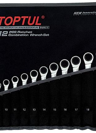 Набор комбинированных ключей трещоточных toptul 8-19мм 12ед. в чехле gpaq1202
