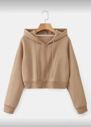Бежевый зип худи shein