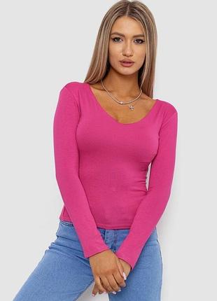 Рожевий лонгслів з круглим вирізом, стрейчевий