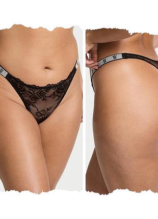 Чорні мереживні трусики victoria’s secret з стразами