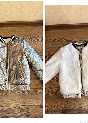 Дитяча 2-х, двухстороння куртка, бомбер для дівчинки, куртка,бомбез двухсторонняя для девочки