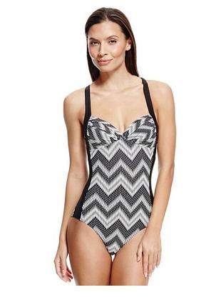 Жіночий купальник суцільний чорно білий купальник з ефектом утяжки